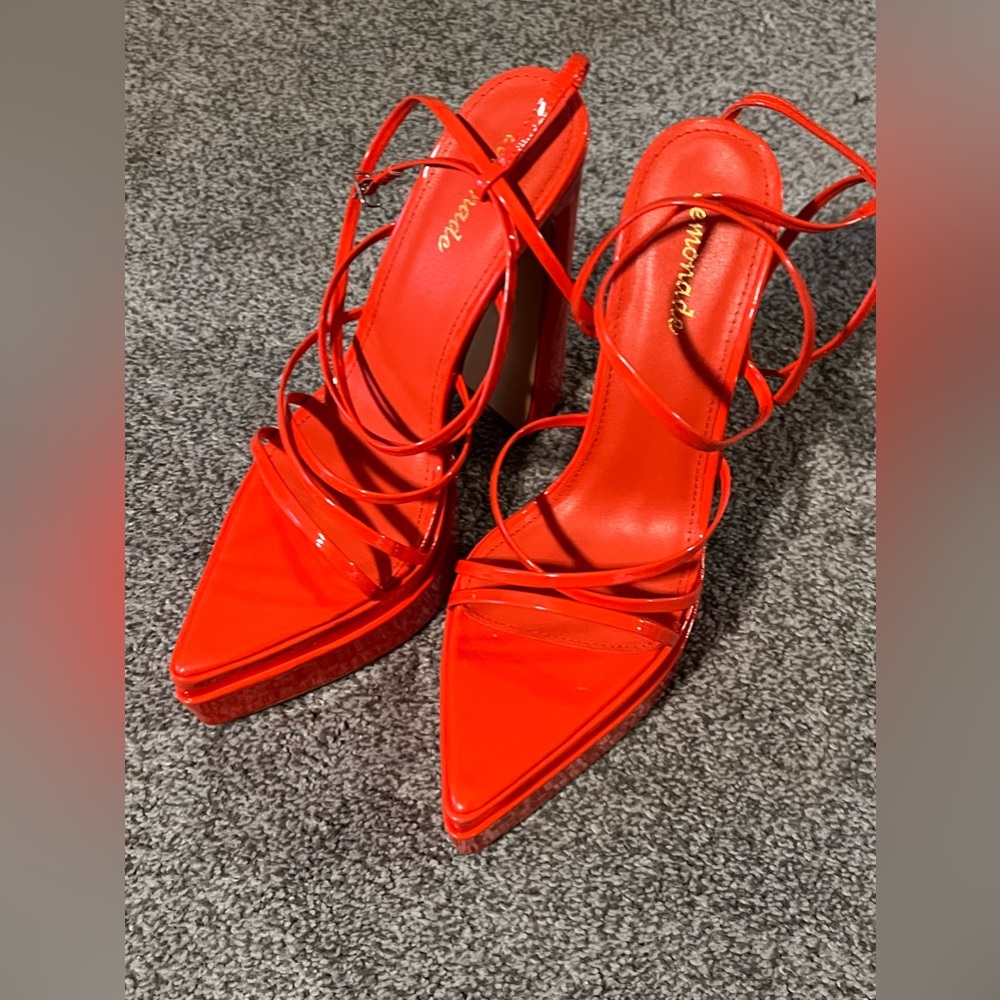 Stacked Orange heel sz 10